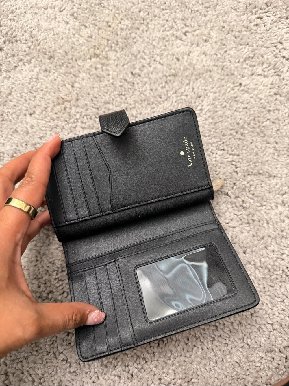 kate spade Two-Tone Black and Beige Zip Wallet - Picture 2 of 6